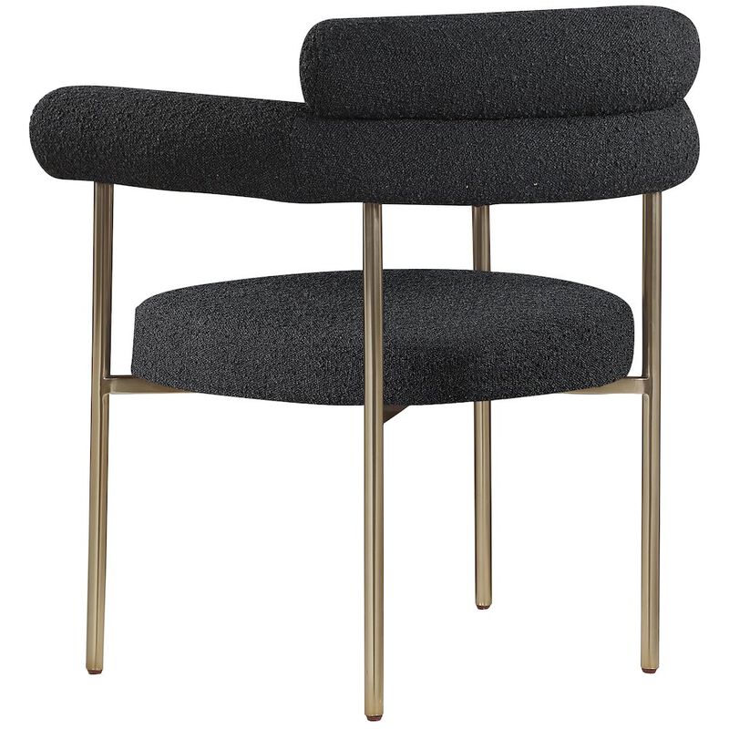 Meridian Furniture Blake Black Boucle Fabric Dining Chair, Set of 2