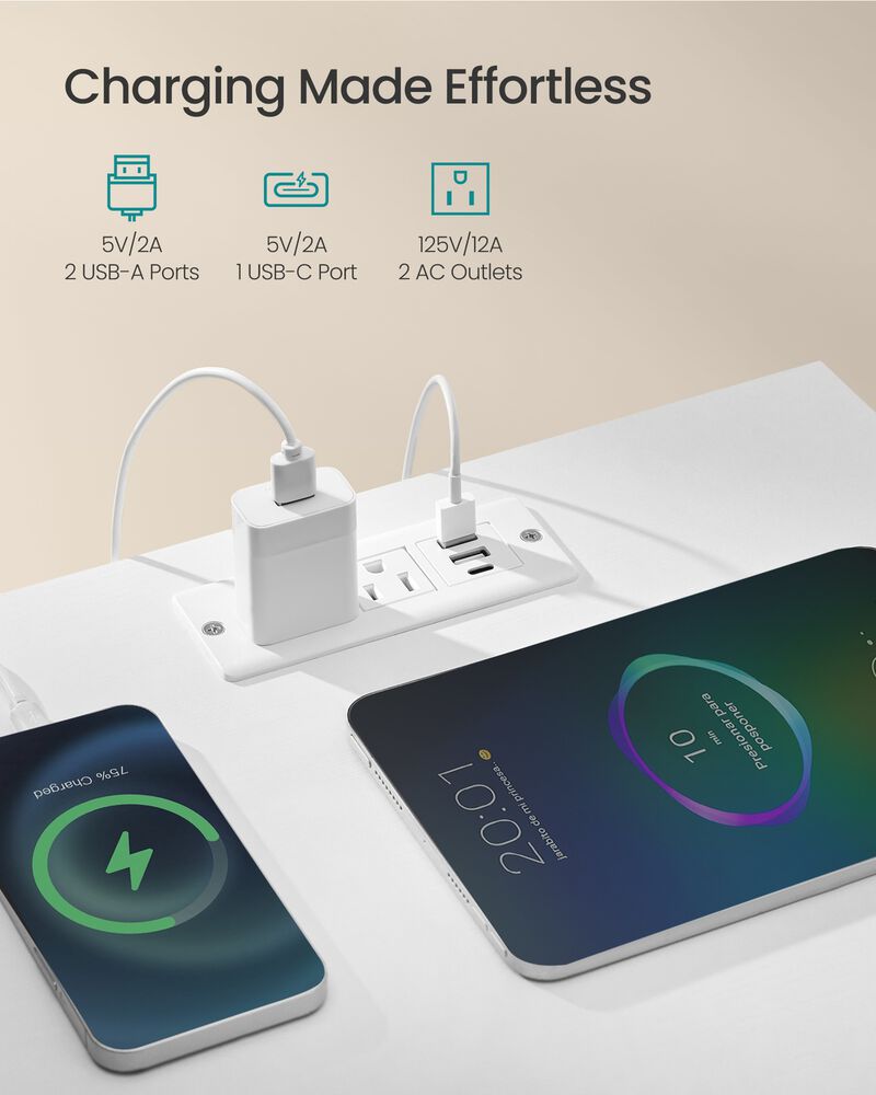 Smart Bedside Table with Charging Station App Controlled LED Lights image number 6