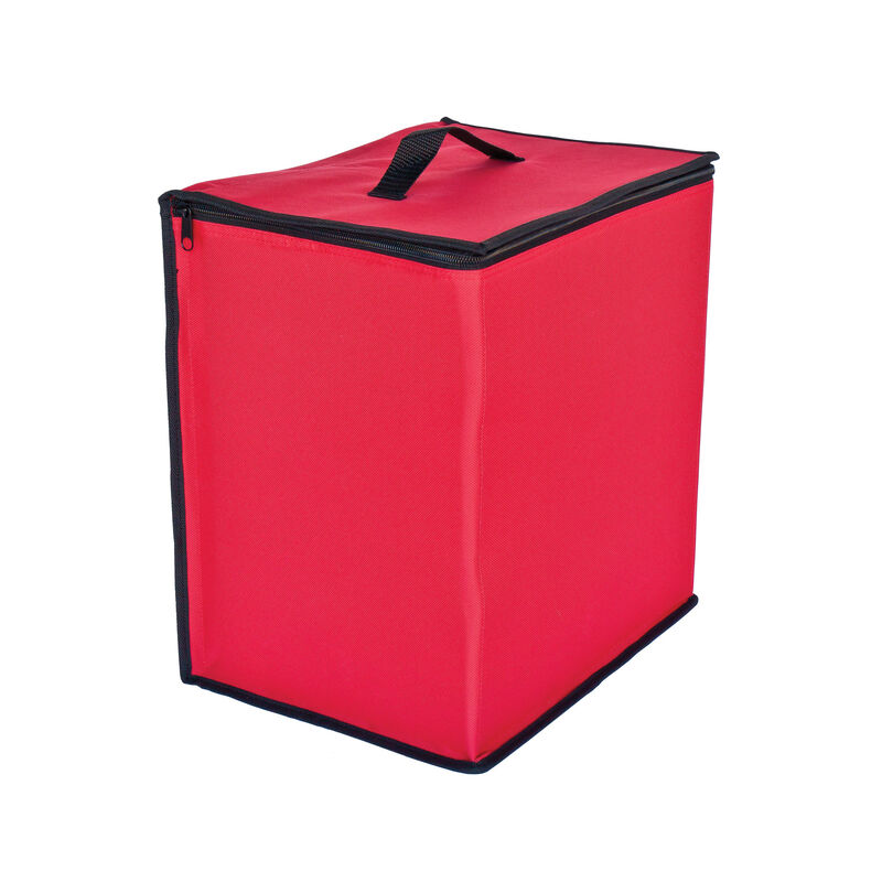 48ct Red and Black Zip Up Christmas Ornament Storage Tub