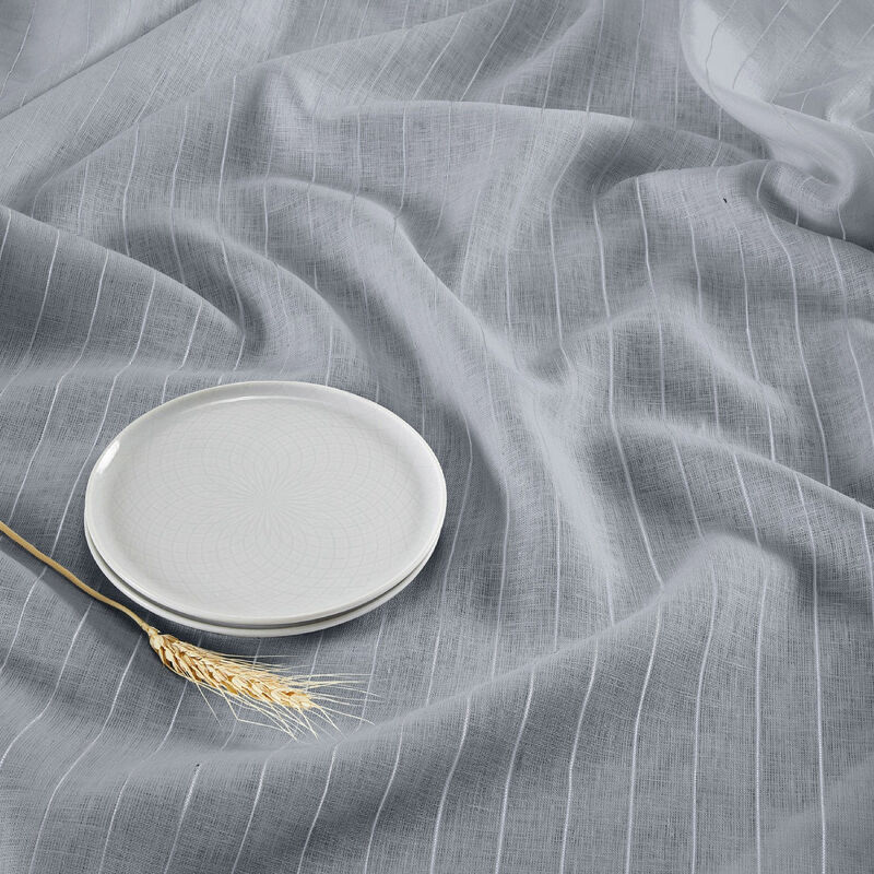 Solino Home Pinstripe 100% Linen Table Throw &ndash; Handcrafted, Machine Washable, Perfect for Holiday and Everyday Dining