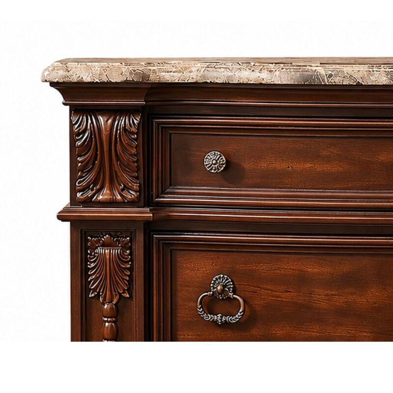 Valcrissiq Marble-Top 3-Drawer Nightstand image number 8
