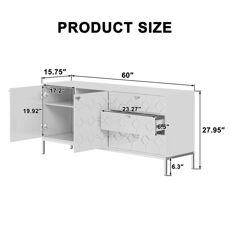 Mondawe 2 Door Storage Cabinet with 3 Drawers Stylish Accent Cabinet for Living room, Bedroom