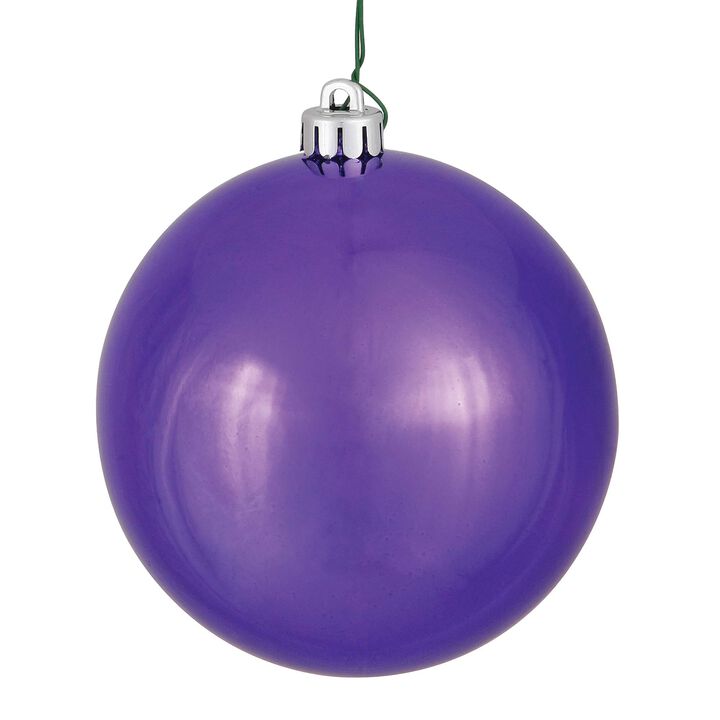 Vickerman 6" Plum Shiny Ball Ornament 4 per Box