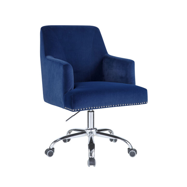 Trenerry Office Chair in Blue Velvet & Chrome Finish OF