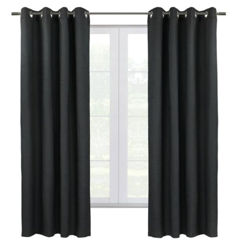 Thermaplus Shadow Grommet Dressing Window Curtain Panel - 52x84", Black image number 1