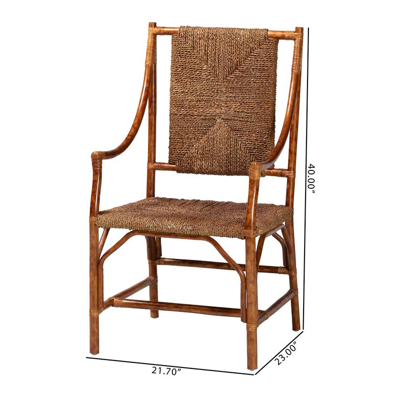 bali & pari Ramos Marbled Tortoise Natural Rattan and Seagrass Armchair - Handwoven Wicker Chair, Rustic Boho Accent Seating for Living Room or Lounge image number 8