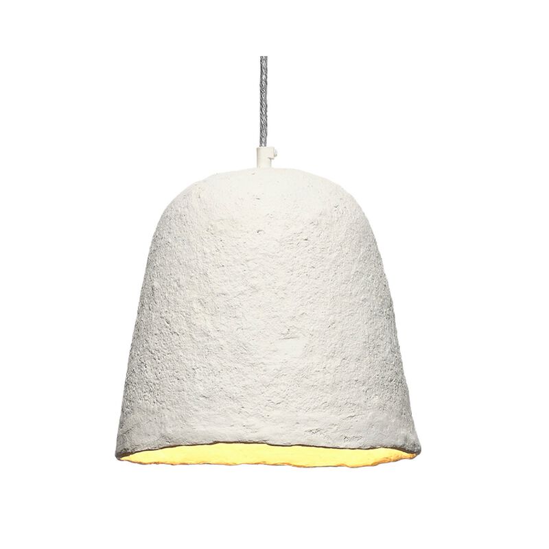 Zoe 96 Inch Pendant Chandelier, Modern Bell Shape Paper Mache, Beige - Benzara image number 1