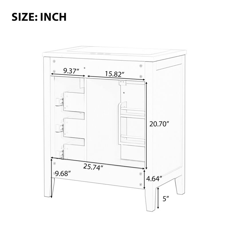 30" Freestanding Bathroom Vanity Base Without Sink image number 3