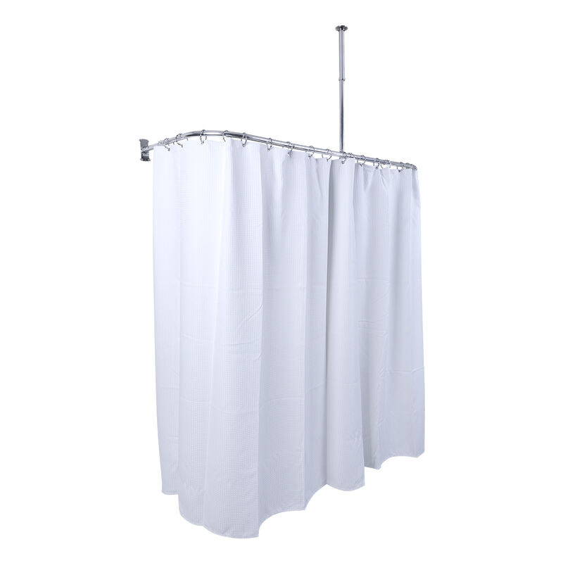 Utopia Alley D-Shaped Shower Rod with Ceiling Support, 28-68" Non-Adjustable Rust-Free Large Space Shower Rod + Shower Curtain 180x70 inch image number 7