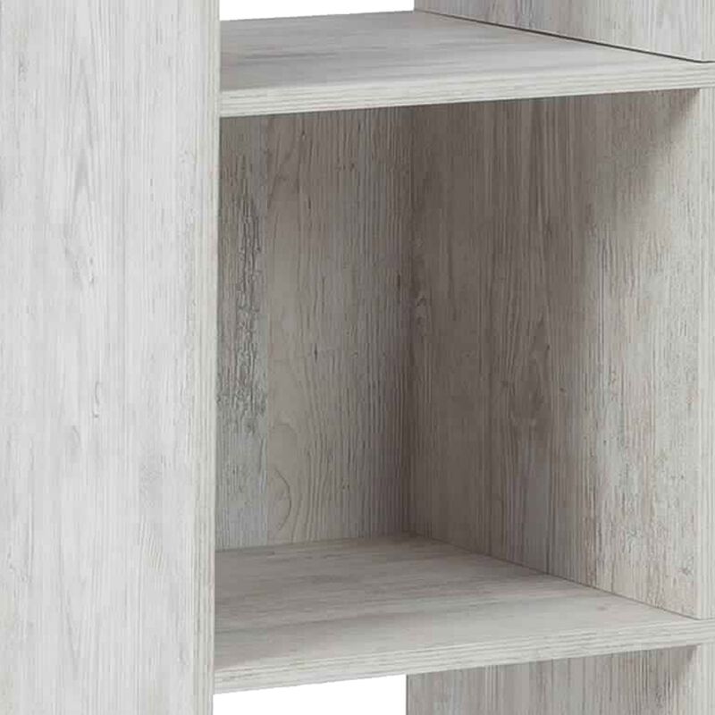 6 Cube Wooden Organizer with Grain Details, Washed White