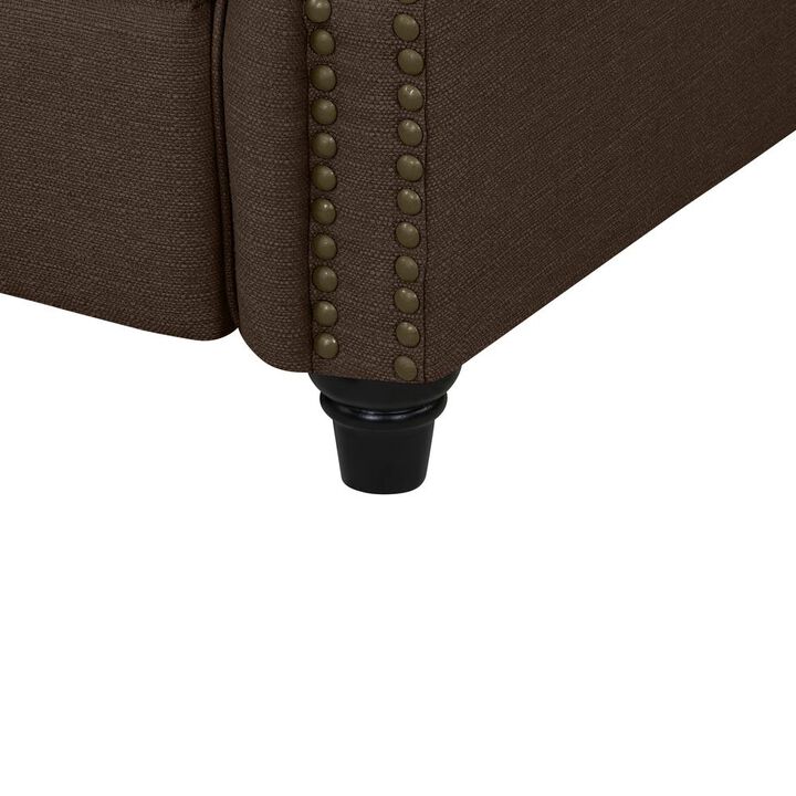 ProLounger Bustle-Back Pushback Recliner with Nailheads in Brown Linen