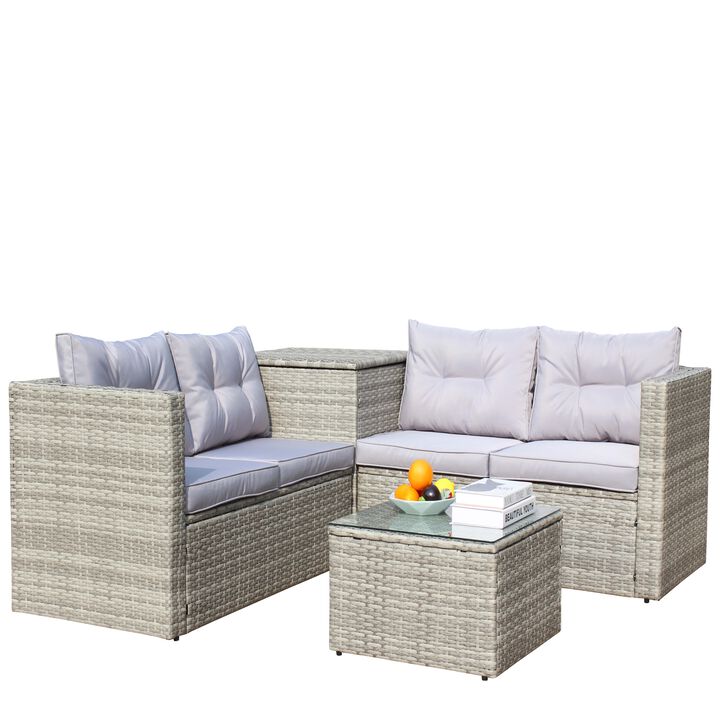 Streamdale 4-Piece Wicker Patio Sofa Set with Storage
