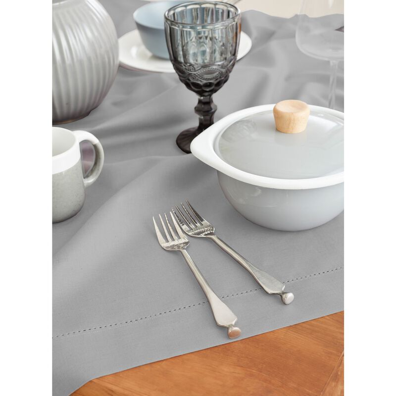 Cotton Linen Table Throw - Cotton Linen Hemstitch image number 2