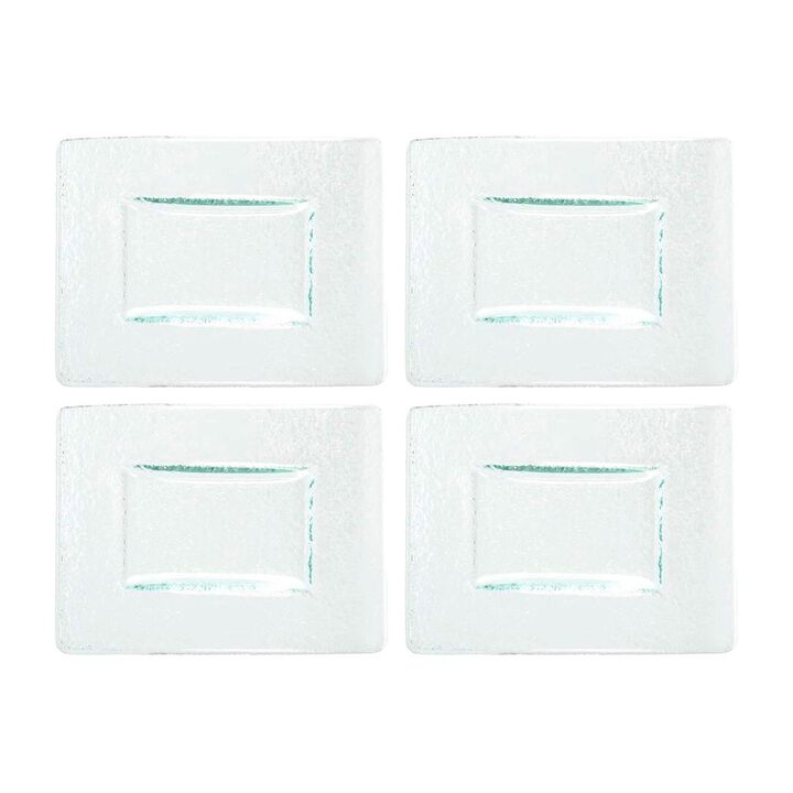 Glass Dinnerware 6" x 4" Rectangular Clear Glass Plate (Set of 4)