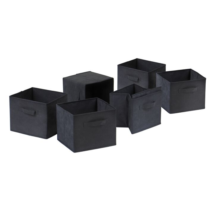 Winsome Capri Foldable Fabric Basket, Black, 6/Pack (22611)