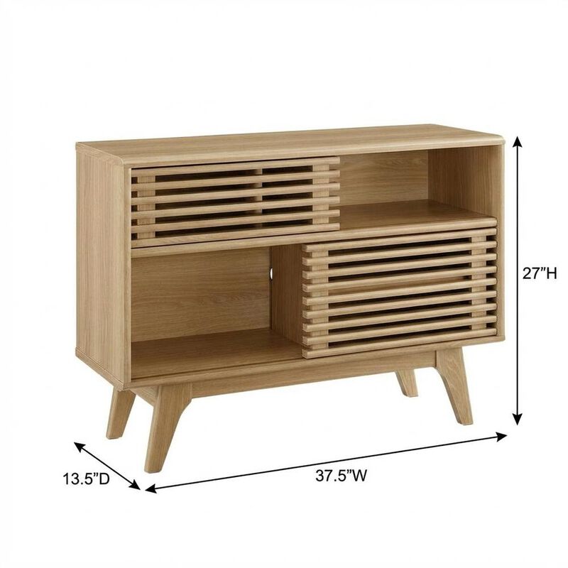 Brown wood TV stand with sleek design and sturdy construction image number 2