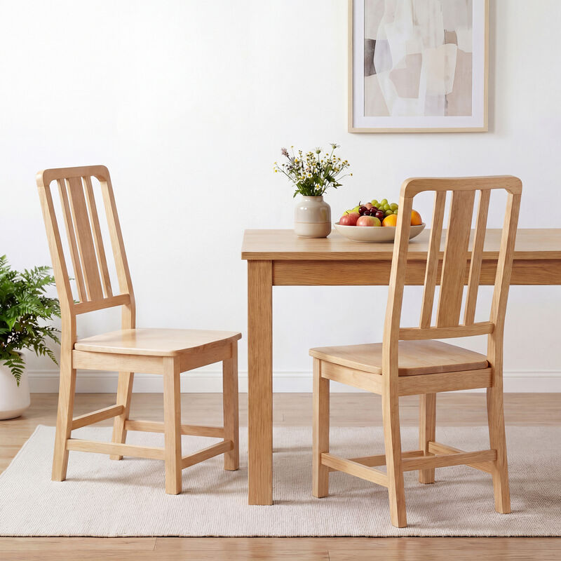Set of 4 Rubber Wood Dining Chairs with Open Backrest Design image number 5
