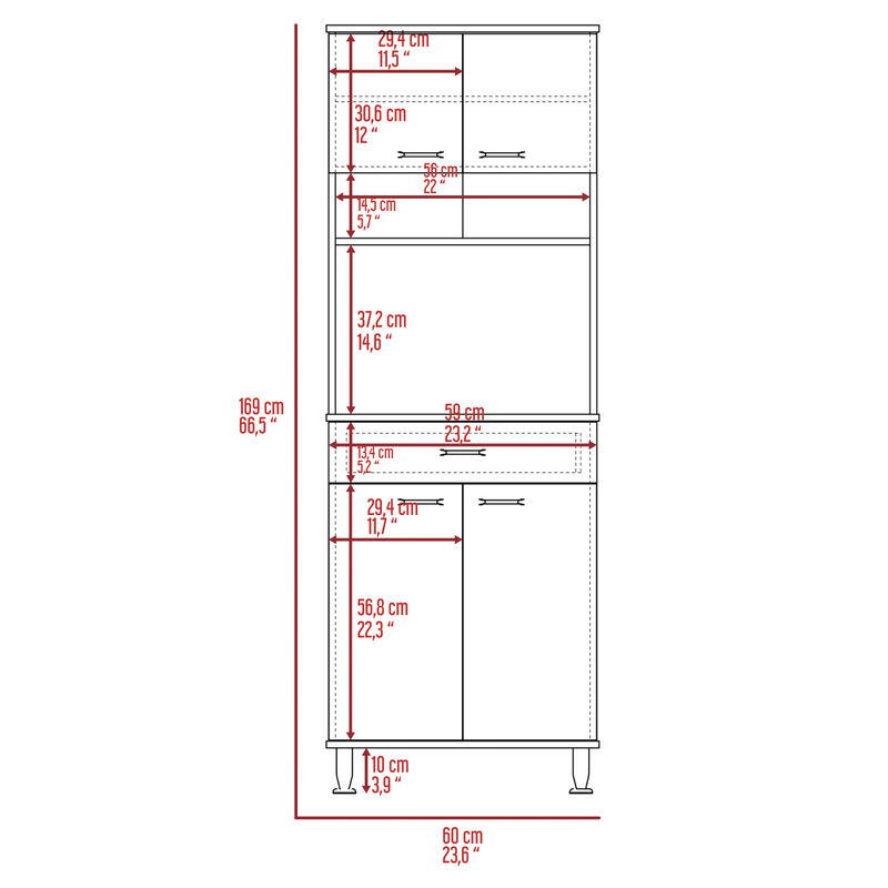 Santa Maria 1-Drawer 1-Shelf Area Pantry with Adjustable Metal Legs Smokey Oak