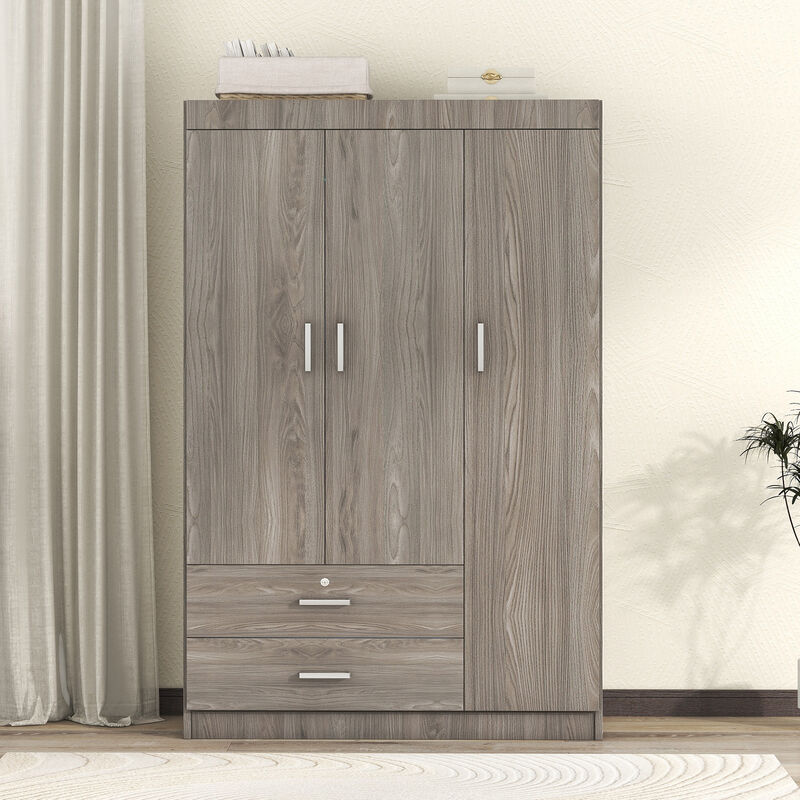 Merax 3-Door Wardrobe with 2 Drawers