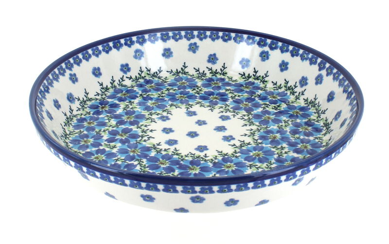 Blue Rose Polish Pottery Blue Tulip Pie Plate