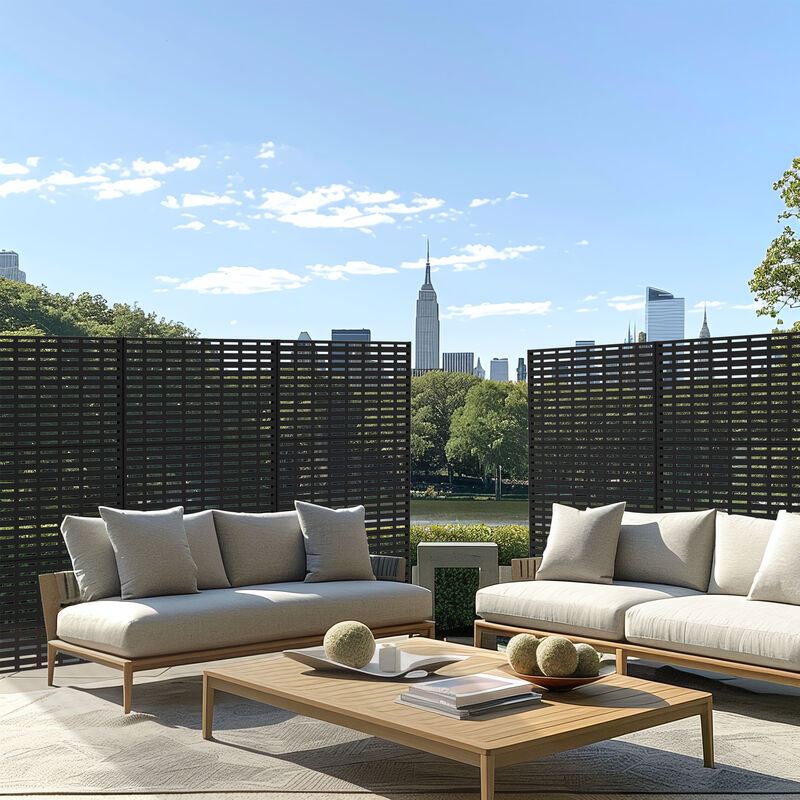 Arched Metal Outdoor Privacy Screen, Freestanding Outdoor Divider Decorative Privacy Fence