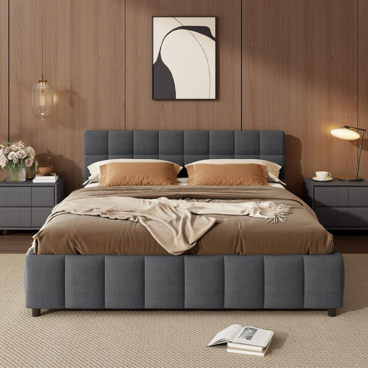 Ciqual Queen Size Upholstered Platform Bed Frame