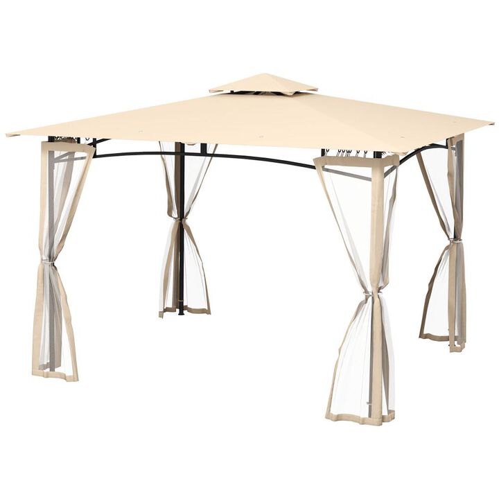 Hivvago 10x12 Double Roof Gazebo with Mesh Sidewalls