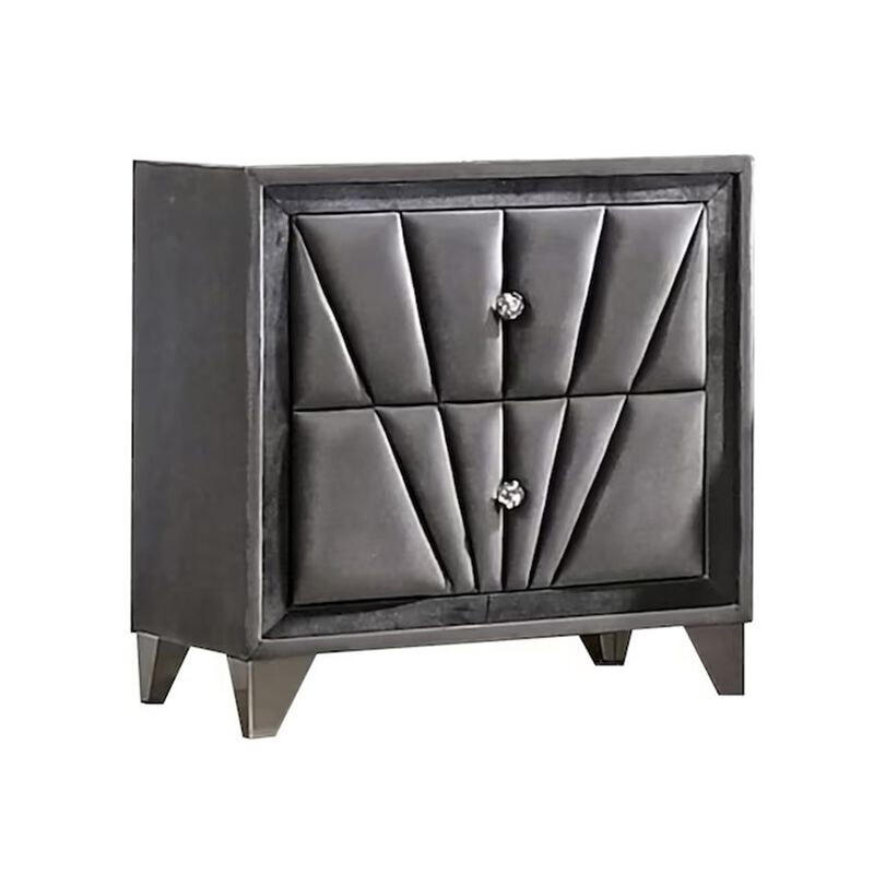 Ino 4pc Queen Bedroom Set with Wingback Headboard, Gray Upholstery image number 2