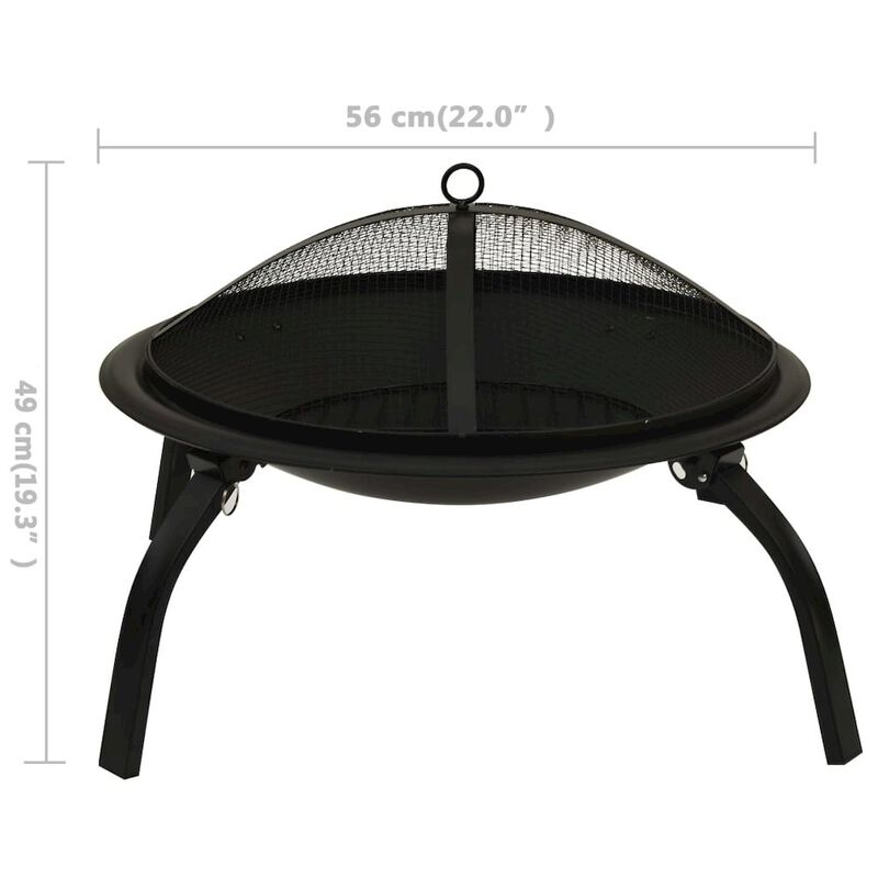 vidaXL 2-in-1 Fire Pit and BBQ with Poker, Steel