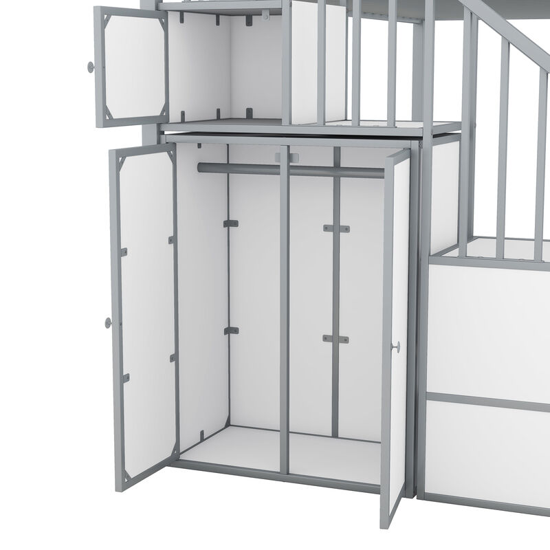Merax Castle-shaped Bunk Bed with Wardrobe