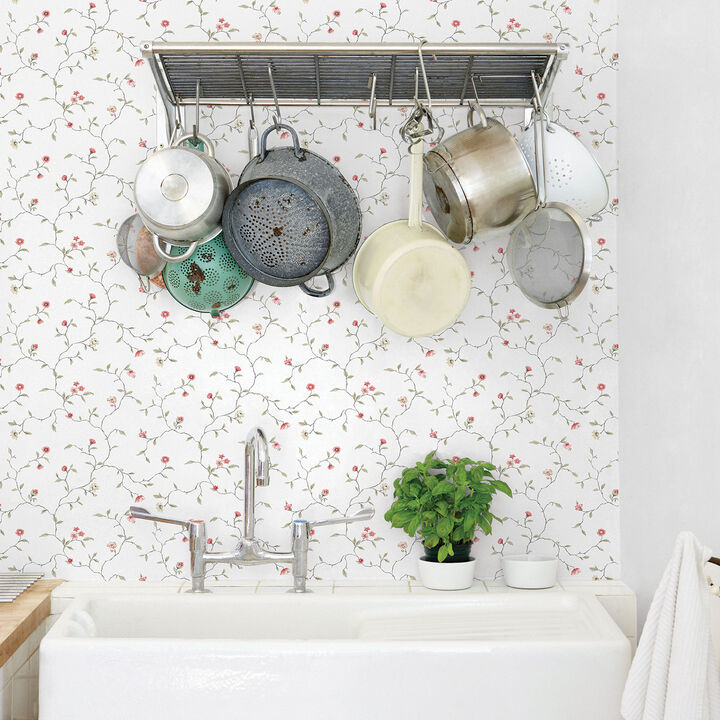 Kitchen Recipes Floral White Wallpaper G12262