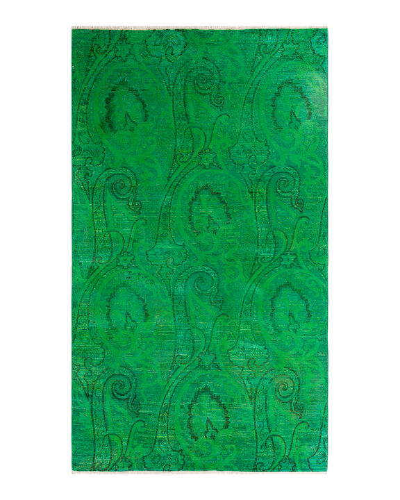 Vibrance, One-of-a-Kind Hand-Knotted Area Rug  - Green, 4' 10" x 7' 10"