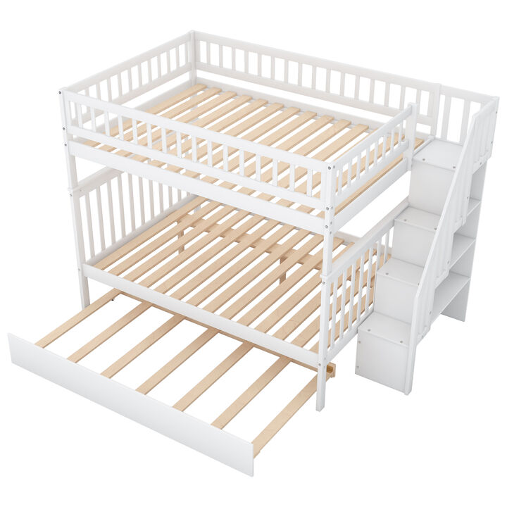 Merax Full over Full Bunk Bed with Trundle and Staircase