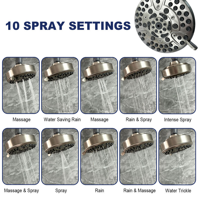 Bathroom Rainfall Shower Head, High-Pressure Design with 10 Spray Modes & Adjustable Swivel Joint image number 6