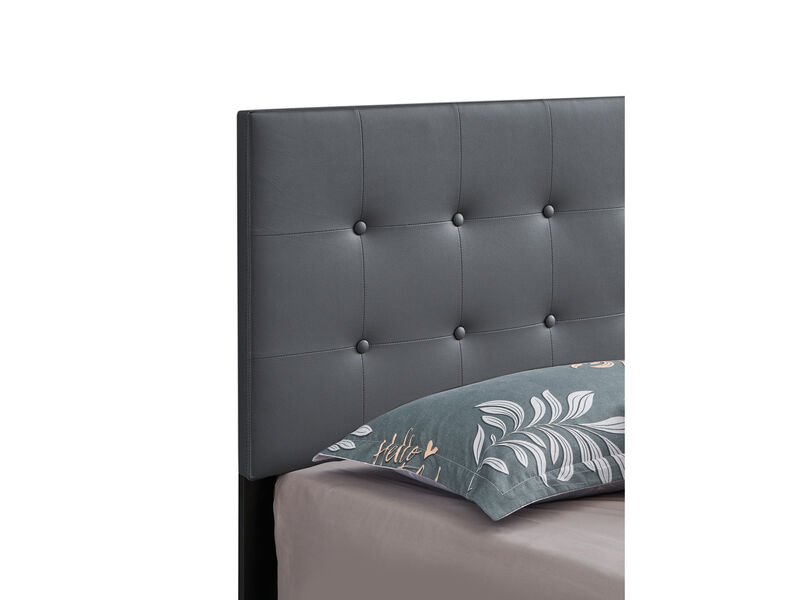 Caldwell Dark Grey Faux Leather Button Tufted Queen Panel Bed