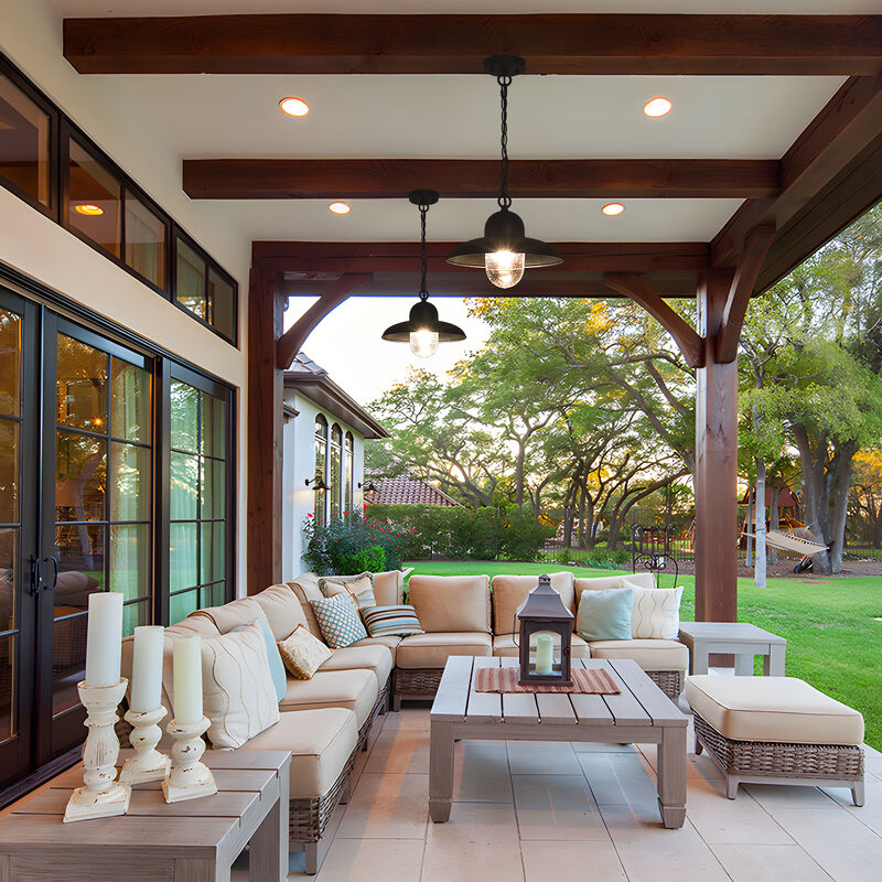 1-Light Black Outdoor Pendant Light image number 6