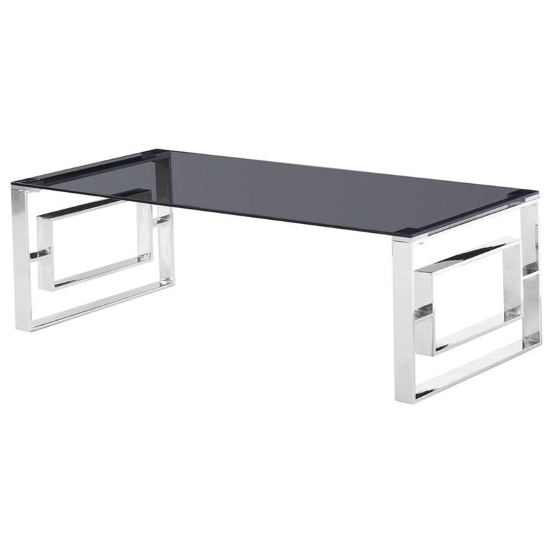 Best Master Furniture Best Master Mallory Stainless Steel and Smoked Glass Coffee Table in Silver
