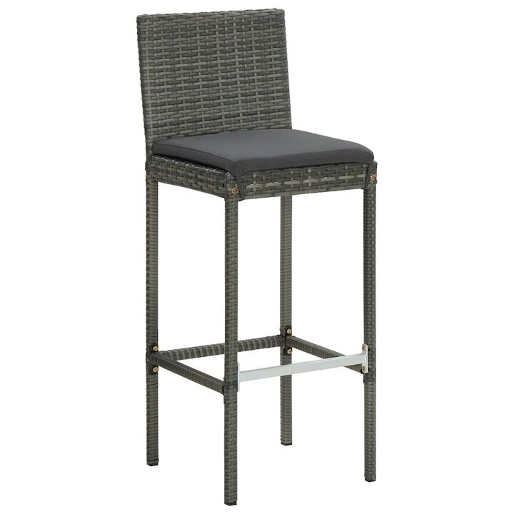 Bar Stool Set of 4 Grey Poly rattan Counter height