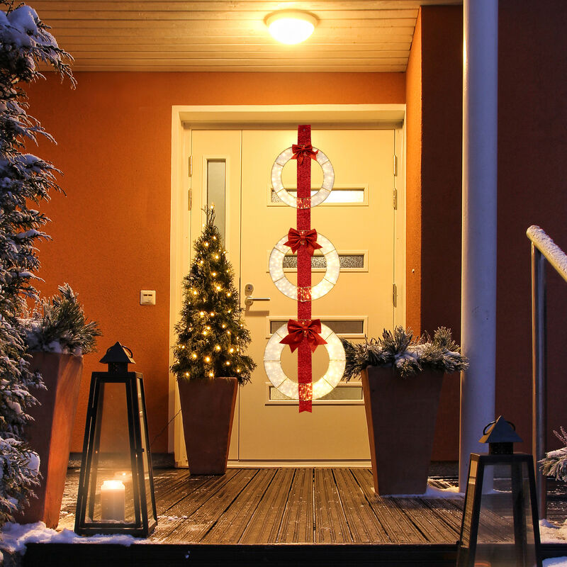 Set of 3 Christmas Lighted Wreaths with Warm White LED Lights and Bows image number 2