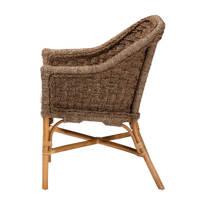 bali & pari Luis Bohemian Natural Seagrass and Rattan Arm Chair