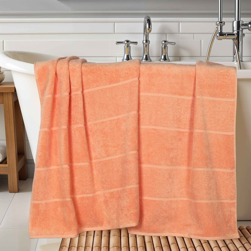 Soft Ribbed Twist Viscose Cotton Blend Bath Sheets Set of 2 image number 1