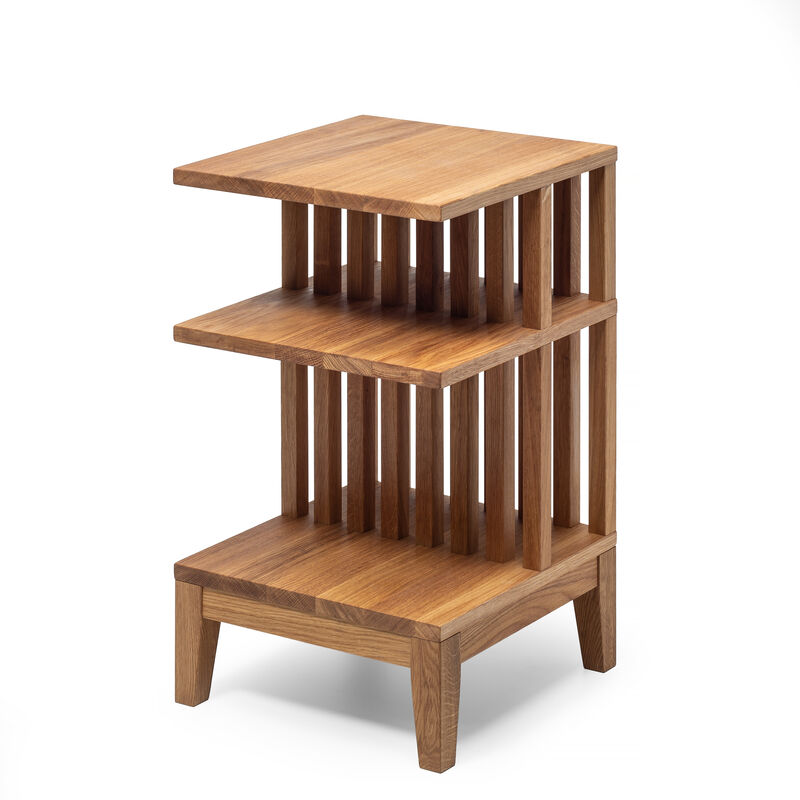 Unfinished Solid Oak Hardwood Stand with Three Shelves - High-end Modern Farmhouse Side Table