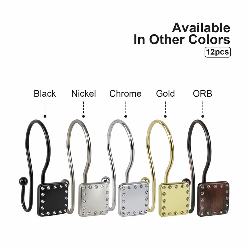 Metal Double Shower Curtain Hooks, Set of 12 image number 8