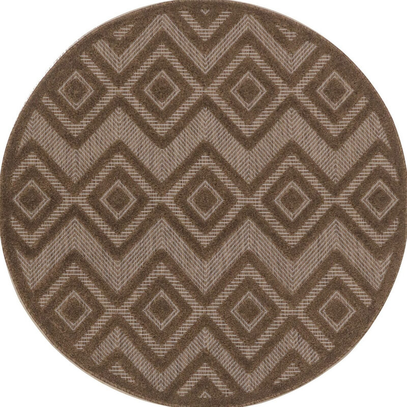 HomeRoots Round Geometric Indoor Outdoor Area Rug image number 0