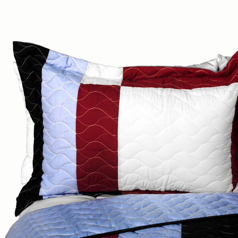 Queen Size 3-Piece Quilted Patchwork Quilt Set with Matching Pillow Shams image number 2