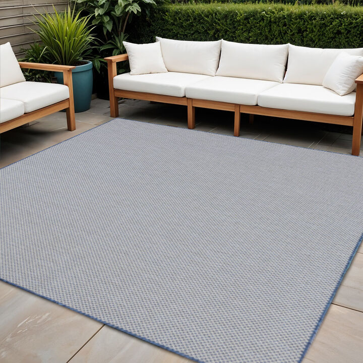 HomeRoots 6' Ivory And Blue Square Geometric Indoor Outdoor Area Rug