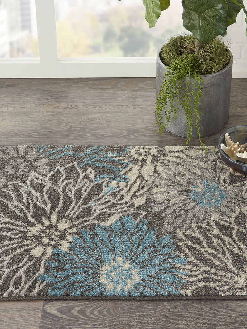 Passion PSN17 Chracoal/Blue 1'10" x 6' Rug image number 6