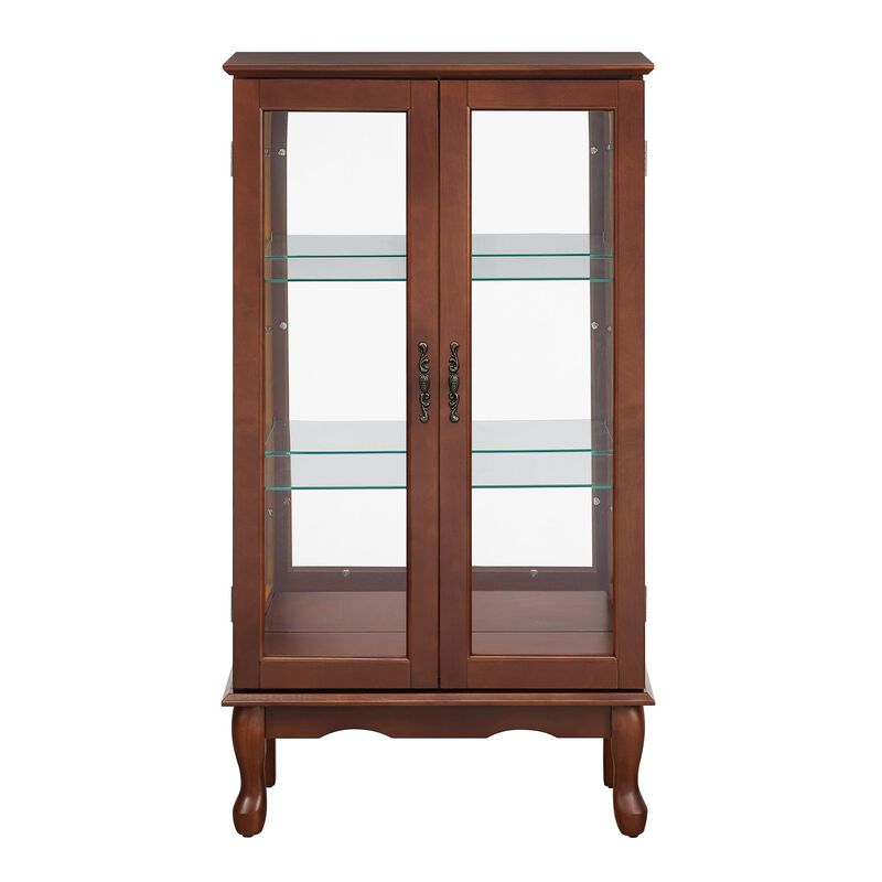 Curio Cabinet Lighted Display Cabinet with Adjustable Glass Shelves and Mirrored Back Panel image number 3