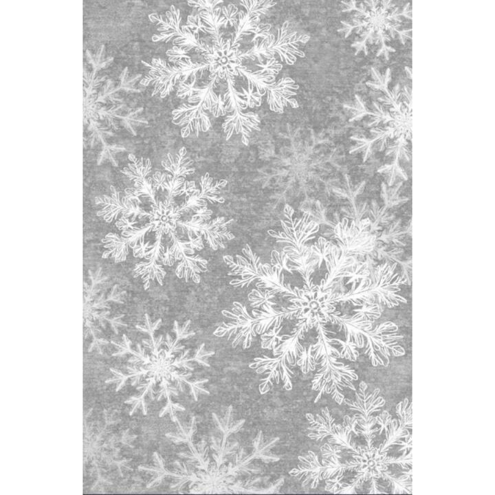 Christmas Washable, Area Rugs Non Slip Living Room Rug, Snowflake Soft Xmas Decor for Nursery Office