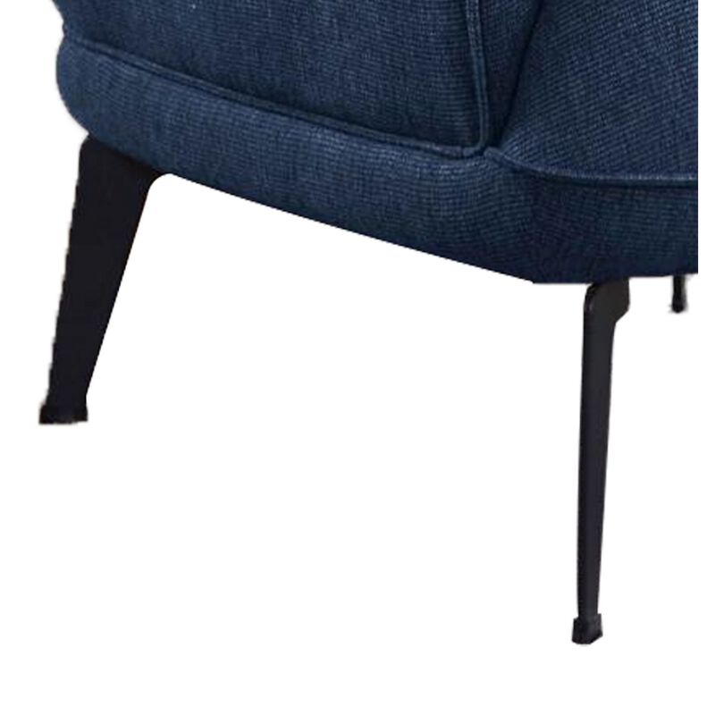 Dup 34 Inch Accent Chair, Cushioned Seat, Rounded Track Arms, Muted Blue - Benzara